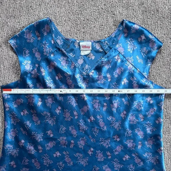Vintage Disney Store Blue Winnie The Pooh Satin PJ Slip Dress‎ Large - Picture 7 of 9